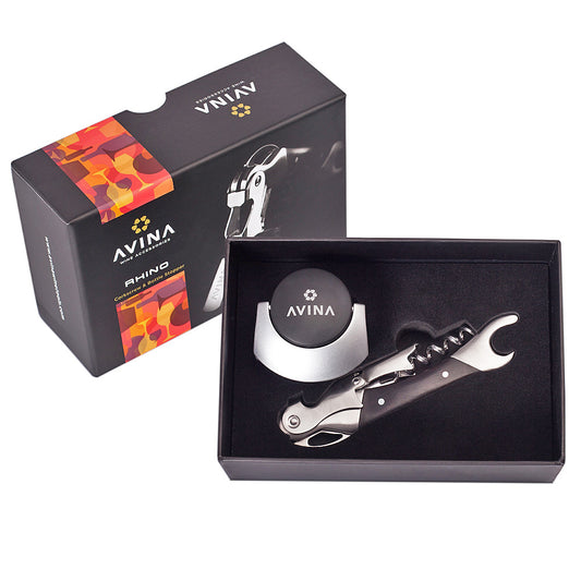 AVINA Rhino & Still Wine Bottle Stopper Limited Edition Gift Set
